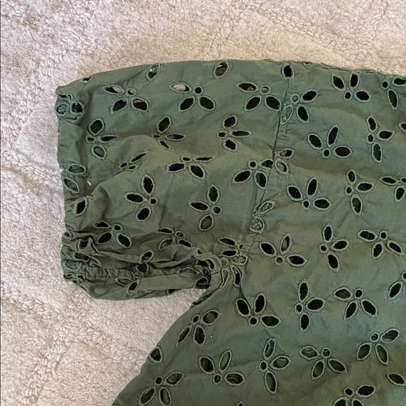 J. Crew Olive Eyelet Spring Garden Top Button Down Shirt - Picture 5 of 9